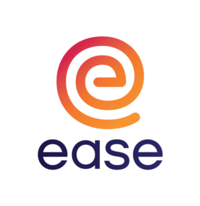 ease symbol blue text logo square